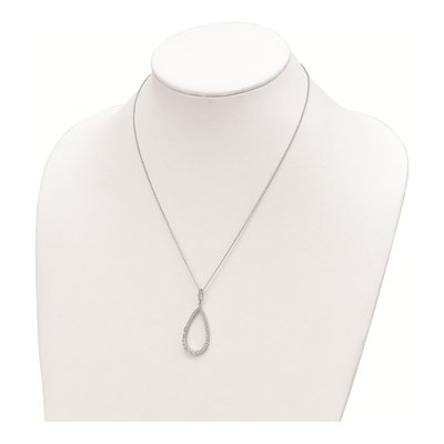 Sterling Silver CZ Open Pear Necklace – view 4