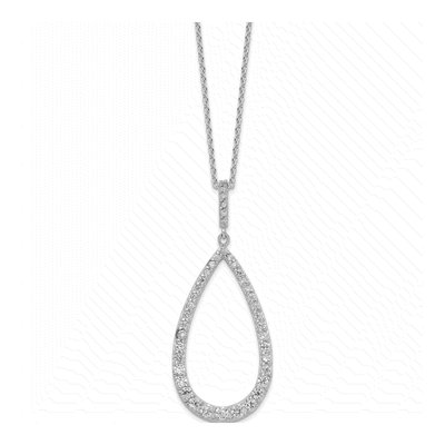 Sterling Silver CZ Open Pear Necklace