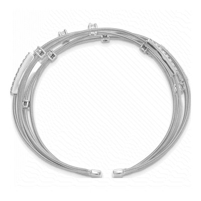 Sterling Silver CZ Flexible Cuff Bracelet – view 2