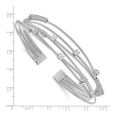 Sterling Silver CZ Flexible Cuff Bracelet – view 3
