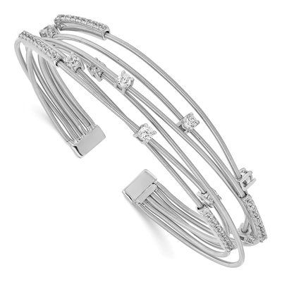 Sterling Silver CZ Flexible Cuff Bracelet