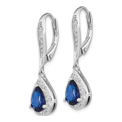 Sterling Silver CZ Leverback Earrings – view 3