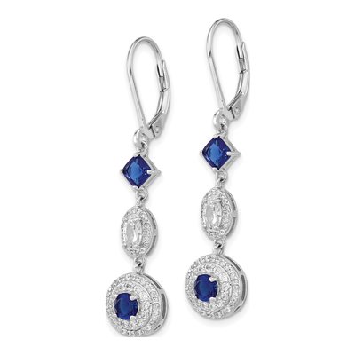 Sterling Silver CZ Cushion-Cut Brilliant-Cut Glass Leverback Earrings – view 3