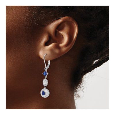 Sterling Silver CZ Cushion-Cut Brilliant-Cut Glass Leverback Earrings – view 4
