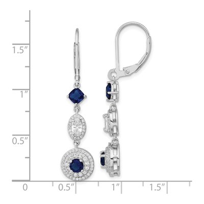 Sterling Silver CZ Cushion-Cut Brilliant-Cut Glass Leverback Earrings – view 5