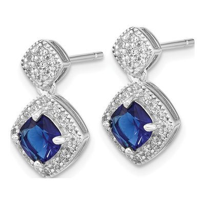 Sterling Silver CZ Glass Dangle Earrings – view 3