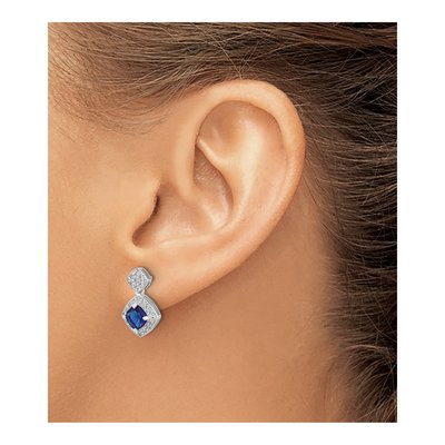 Sterling Silver CZ Glass Dangle Earrings – view 4