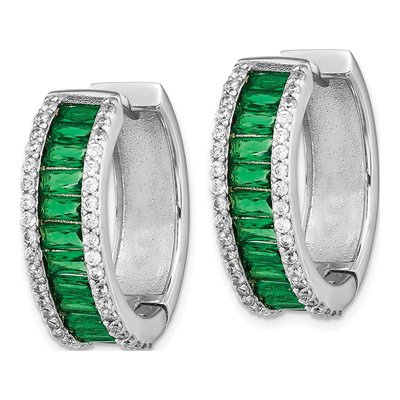 Sterling Silver 18mm Crystal & CZ Huggie Hoop Earrings – view 3