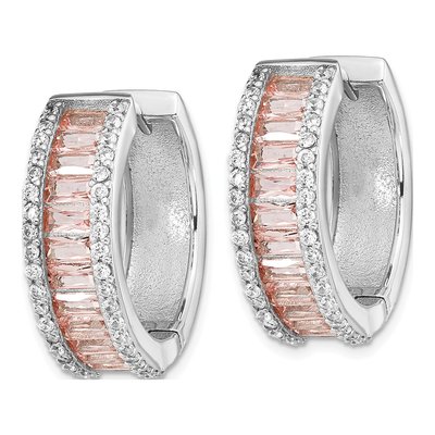 Gold-Plated Sterling Silver 18mm Crystal & CZ Huggie Hoop Earrings – view 3