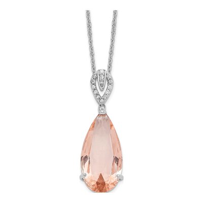 Sterling Silver CZ Brilliant-Cut Teardrop Necklace