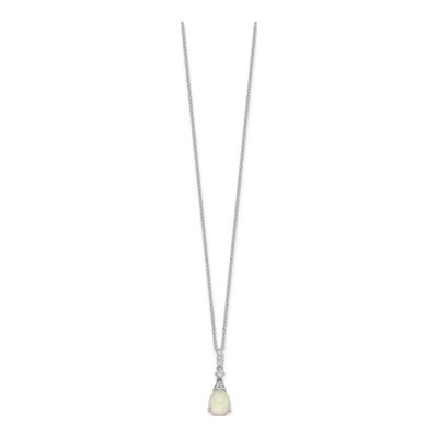 Sterling Silver Lab-Created Opal & CZ Teardrop Pendant Necklace – view 3