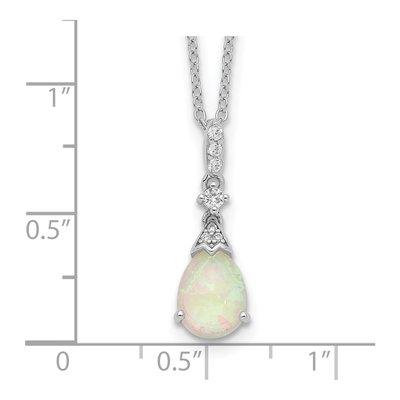 Sterling Silver Lab-Created Opal & CZ Teardrop Pendant Necklace – view 4