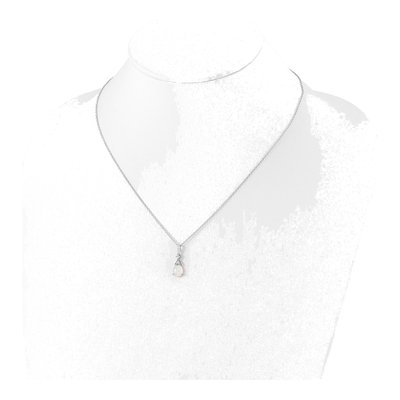 Sterling Silver Lab-Created Opal & CZ Teardrop Pendant Necklace – view 5