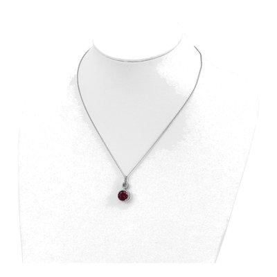 Sterling Silver Lab-Created Ruby & CZ Halo Necklace – view 5