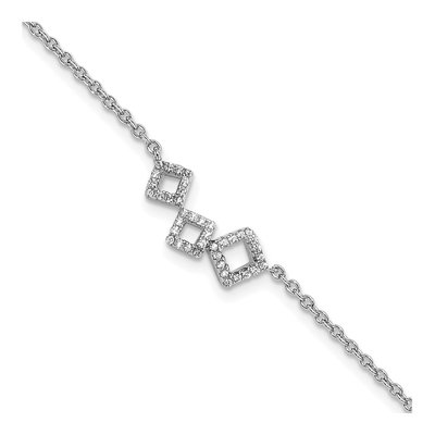 Sterling Silver CZ Geometric Anklet