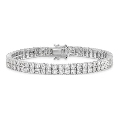 Sterling Silver CZ Two-Row Tennis Bracelet – view 3