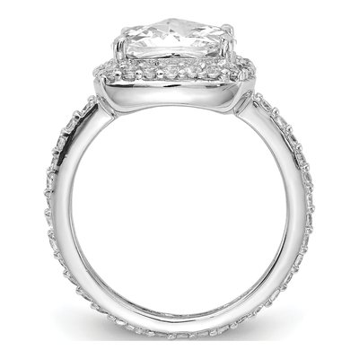 Sterling Silver CZ Square Halo Engagement Ring – view 3