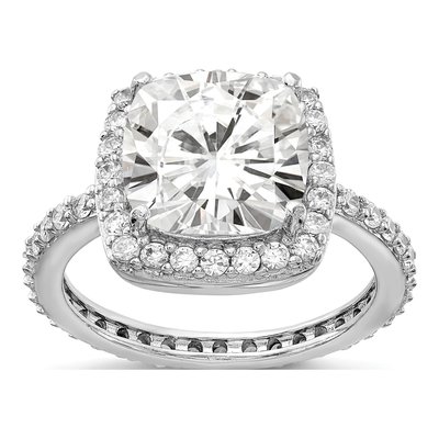 Sterling Silver CZ Square Halo Engagement Ring