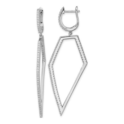 Sterling Silver 61mm CZ Huggie Hoop Earrings