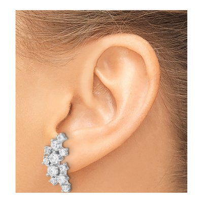 Sterling Silver Round CZ Cluster Stud Earrings – view 4