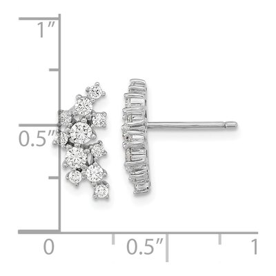 Sterling Silver Round CZ Cluster Stud Earrings – view 5