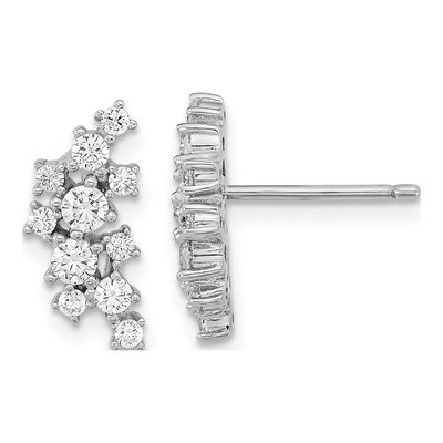 Sterling Silver Round CZ Cluster Stud Earrings