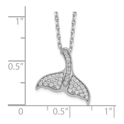 Sterling Silver CZ Whale Tail Pendant Necklace – view 4