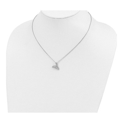 Sterling Silver CZ Whale Tail Pendant Necklace – view 5