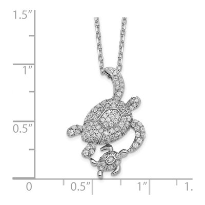 Sterling Silver CZ Turtles Pendant Necklace – view 4