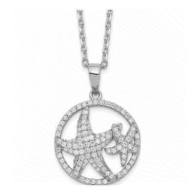 Sterling Silver CZ Starfish Pendant Necklace
