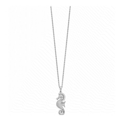 Sterling Silver CZ Seahorse Pendant Necklace – view 3