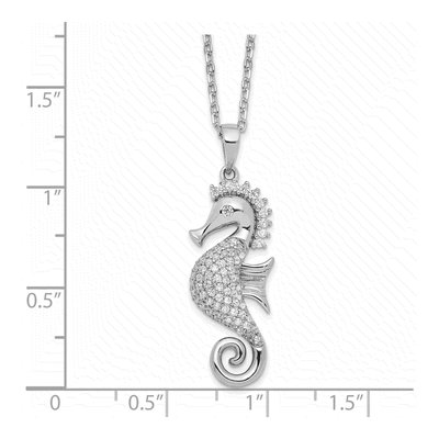Sterling Silver CZ Seahorse Pendant Necklace – view 4