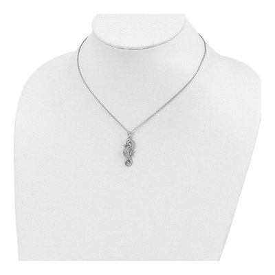 Sterling Silver CZ Seahorse Pendant Necklace – view 5