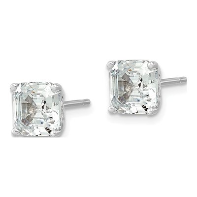 Sterling Silver CZ Square Stud Earrings – view 3