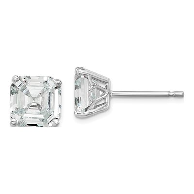Sterling Silver CZ Square Stud Earrings