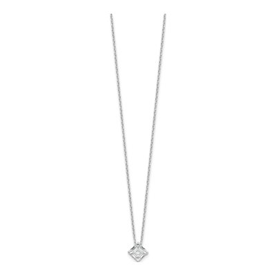 Sterling Silver CZ Square Step-Cut Pendant Necklace – view 3