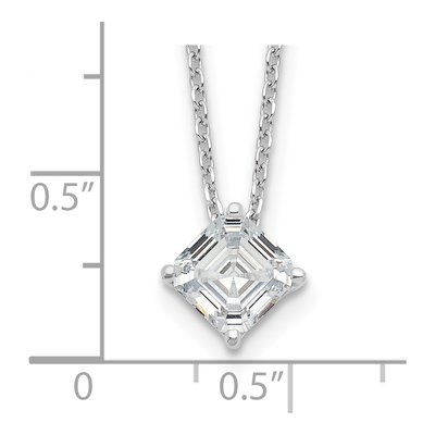 Sterling Silver CZ Square Step-Cut Pendant Necklace – view 4
