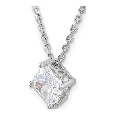 Sterling Silver CZ Square Step-Cut Pendant Necklace – view 6