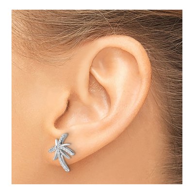 Sterling Silver 1.2mm Round CZ Palm Tree Stud Earrings – view 4