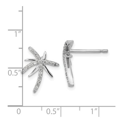 Sterling Silver 1.2mm Round CZ Palm Tree Stud Earrings – view 5