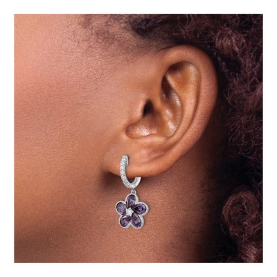 Sterling Silver CZ Flower Dangle Earrings – view 4