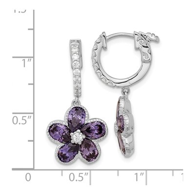 Sterling Silver CZ Flower Dangle Earrings – view 5