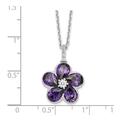 Sterling Silver CZ Flower Pendant Necklace – view 4