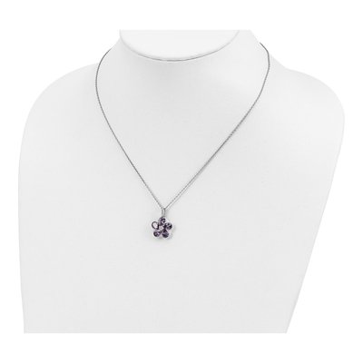 Sterling Silver CZ Flower Pendant Necklace – view 5