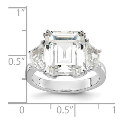 Sterling Silver CZ 3-Stone Ring – view 4