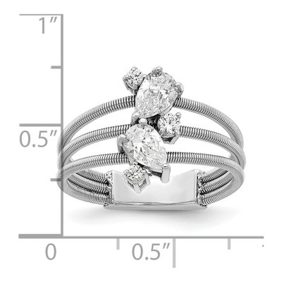 Sterling Silver CZ 3-Band Ring – view 3