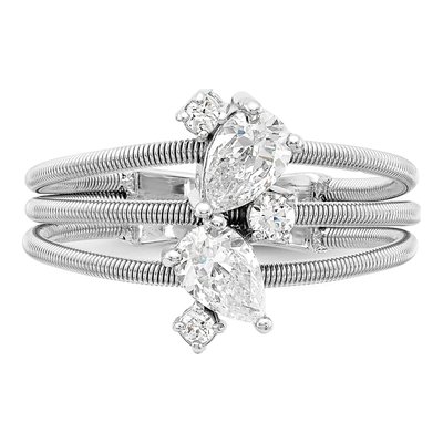 Sterling Silver CZ 3-Band Ring – view 5