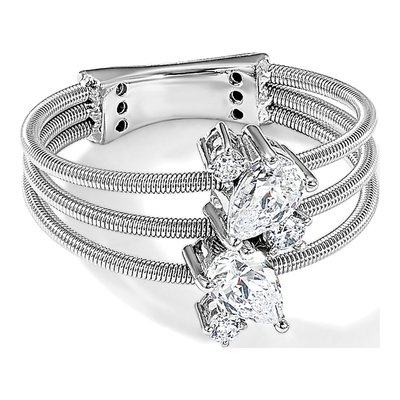 Sterling Silver CZ 3-Band Ring – view 7