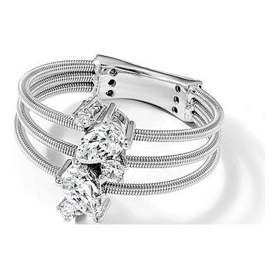 Sterling Silver CZ 3-Band Ring – view 8