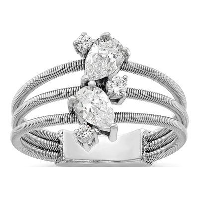 Sterling Silver CZ 3-Band Ring